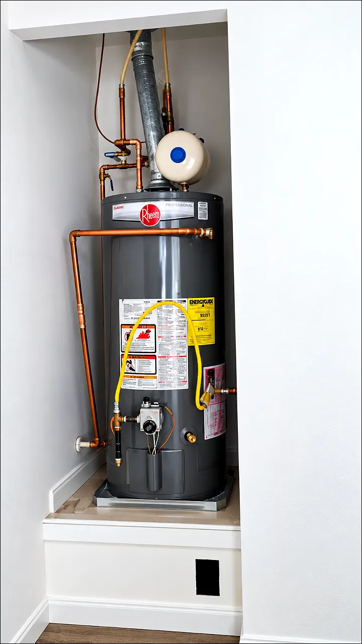 New Rheem gas water heater replacement in Gulf Shores, AL, available with monthly financing